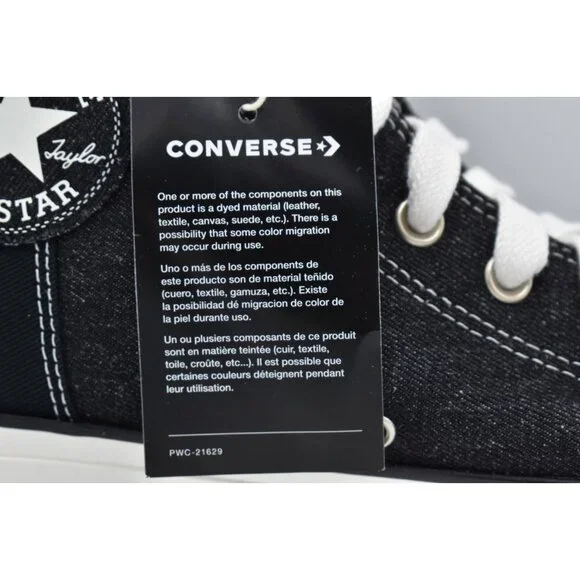 Converse Mens 13 Chuck Taylor All Star Black Grey Patchwork High Top Sneakers - Picture 8 of 9